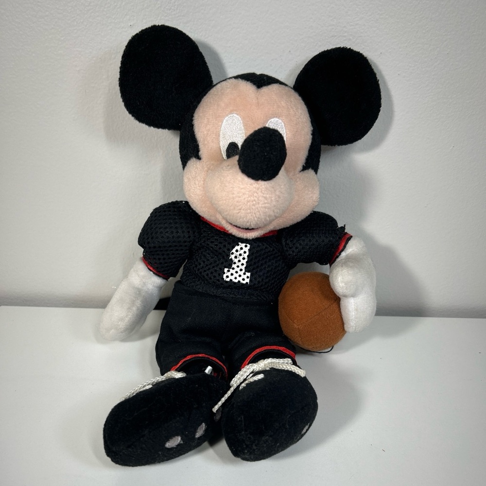 Disney Mickey Mouse Football Player Plush Black and Red Stuff‎ Animal